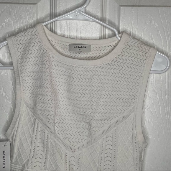 Babaton Pointelle Cropped Sweater Tank in White M - Picture 4 of 12